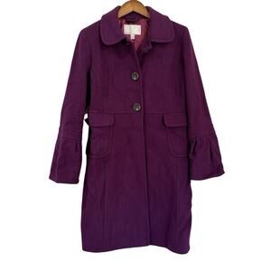 Old Navy Y2K Purple Peacoat Womens Medium Bell Sleeves Pockets Wool Blend Lined